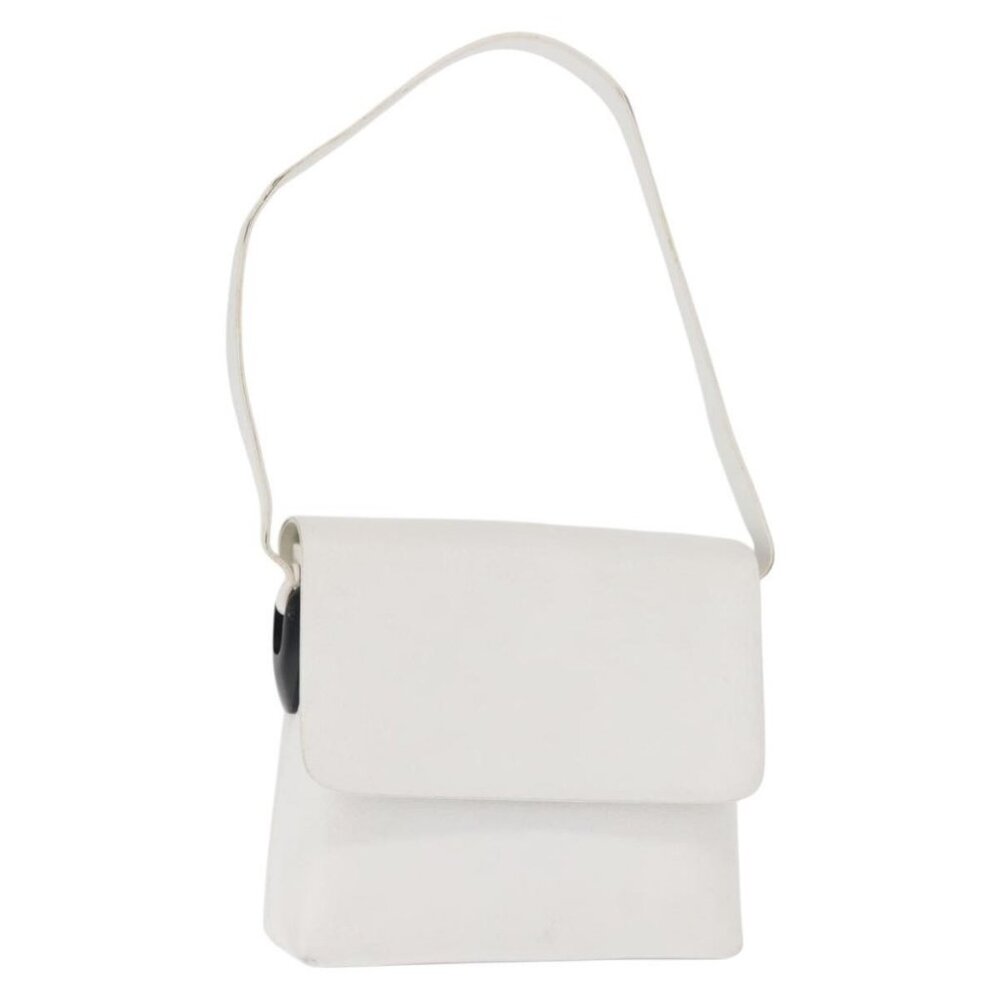 Authentic GUCCI Shoulder Bag Leather White Silver 001 1998 1767